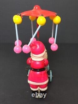 Vintage Celluloid Santa & Cart Wind Up Toy Japan