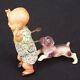 Vintage Celluloid Windup Toy Dog Chasing/Biting Crying Baby Occupied Japan