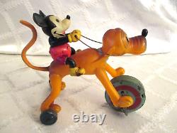 Vintage Celluloid-mickey Mouse On Pluto-wind-up Antique Toy-japan-wdp-disney 6