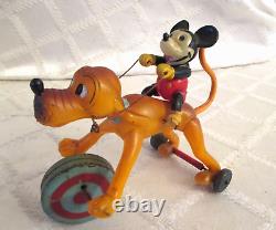 Vintage Celluloid-mickey Mouse On Pluto-wind-up Antique Toy-japan-wdp-disney 6