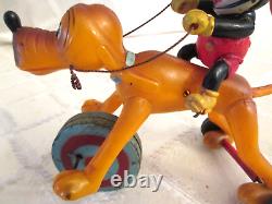 Vintage Celluloid-mickey Mouse On Pluto-wind-up Antique Toy-japan-wdp-disney 6