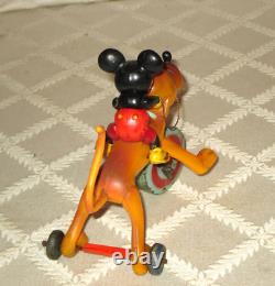 Vintage Celluloid-mickey Mouse On Pluto-wind-up Antique Toy-japan-wdp-disney 6