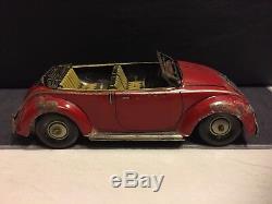 Vintage Cko Kellermann Tin Wind-up Tin Car Convertible Flip Top Vw Volkswagen