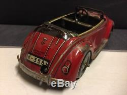 Vintage Cko Kellermann Tin Wind-up Tin Car Convertible Flip Top Vw Volkswagen