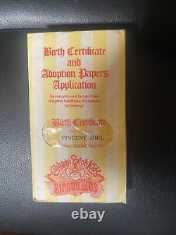 Vintage Clown Cabbage Patch Doll With Birth Certificate And Display Case
