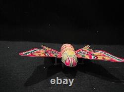 Vintage Colorful Tin Butterfly Toy Friction Powered Rare Lithograph