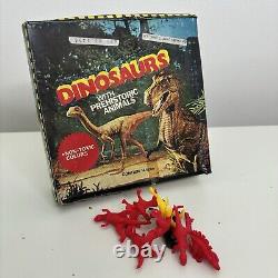 Vintage Dinosaurs Rubber Toy Hong Kong Full Store Display Box 70s 60s Miniature