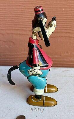 Vintage Disney LineMar Japan Tin Litho Toy Wind Up Goofy