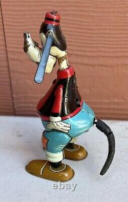 Vintage Disney LineMar Japan Tin Litho Toy Wind Up Goofy