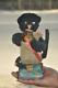 Vintage Dog Playing Bigule Textured Cloth Battery Litho Tin Toy, Japan