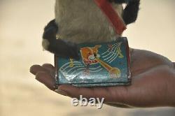 Vintage Dog Playing Bigule Textured Cloth Battery Litho Tin Toy, Japan