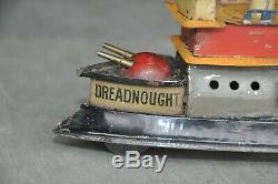 Vintage Dreadnought Unique Fine Litho Wind Up War Boat Tin Toy, Japan/Germany