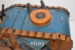 Vintage Early 1930s Tin Litho Wind up Marx WWI Toy Tank with Gunner