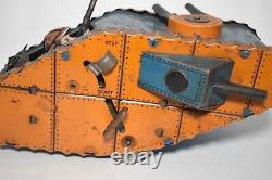 Vintage Early 1930s Tin Litho Wind up Marx WWI Toy Tank with Gunner