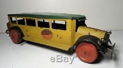 Vintage Early Girard Tin Litho Wind Up Bus 14 Chein