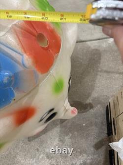 Vintage Edward Mobley Circus Elephant Blow Mold Toy Box Chest Polka Dot Plastic