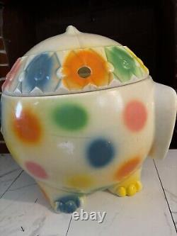 Vintage Edward Mobley Circus Elephant Blow Mold Toy Box Chest Polka Dot Plastic
