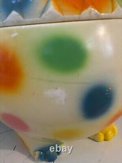 Vintage Edward Mobley Circus Elephant Blow Mold Toy Box Chest Polka Dot Plastic