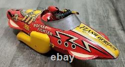 Vintage FLASH GORDON Marx Rocket Fighter Tin Lithograph Wind-up Friction Toy