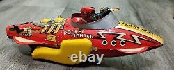 Vintage FLASH GORDON Marx Rocket Fighter Tin Lithograph Wind-up Friction Toy