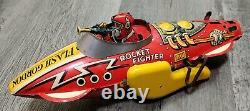 Vintage FLASH GORDON Marx Rocket Fighter Tin Lithograph Wind-up Friction Toy