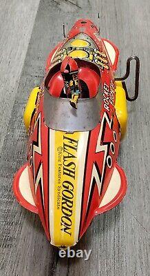 Vintage FLASH GORDON Marx Rocket Fighter Tin Lithograph Wind-up Friction Toy