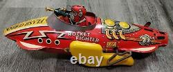 Vintage FLASH GORDON Marx Rocket Fighter Tin Lithograph Wind-up Friction Toy