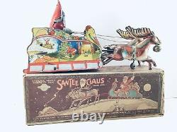 Vintage Ferdinand Strauss Santee Claus Tin Windup Toy with ORIGINAL Box