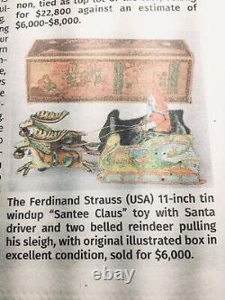 Vintage Ferdinand Strauss Santee Claus Tin Windup Toy with ORIGINAL Box