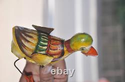 Vintage Fine Litho/Painted Colorful Wind Up Duck Tin Toy, Japan
