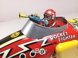 Vintage Flash Gordon Rocket Fighter Wind-Up Tin Toy by Marx with Box