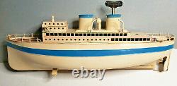 Vintage Fleischmann German Clockwork Wind up Toy Tin Ocean Liner Boat