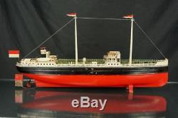 Vintage Fleischmann German Esso Oil Tanker Tin Clockwork Wind Up Toy Boat Ship