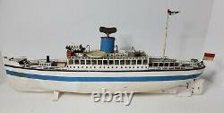 Vintage Fleischmann TIN CLOCKWORK OCEAN LINER SHIP West German Toy BOAT