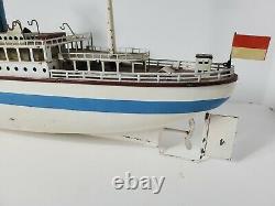 Vintage Fleischmann TIN CLOCKWORK OCEAN LINER SHIP West German Toy BOAT