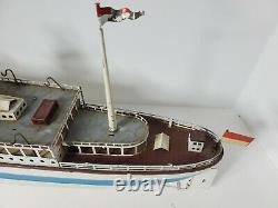 Vintage Fleischmann TIN CLOCKWORK OCEAN LINER SHIP West German Toy BOAT