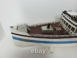 Vintage Fleischmann TIN CLOCKWORK OCEAN LINER SHIP West German Toy BOAT