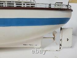 Vintage Fleischmann TIN CLOCKWORK OCEAN LINER SHIP West German Toy BOAT