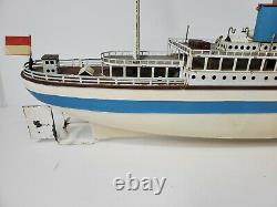 Vintage Fleischmann TIN CLOCKWORK OCEAN LINER SHIP West German Toy BOAT