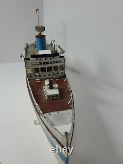 Vintage Fleischmann TIN CLOCKWORK OCEAN LINER SHIP West German Toy BOAT