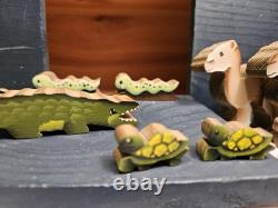 Vintage Folk Art Wooden Hand Painted Noah's Ark Toy