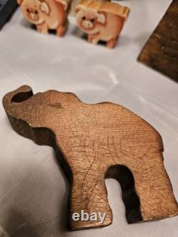 Vintage Folk Art Wooden Hand Painted Noah's Ark Toy