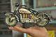 Vintage Friction TN Trademark 1981 Unique Litho Motorcycle Tin Toy, Japan