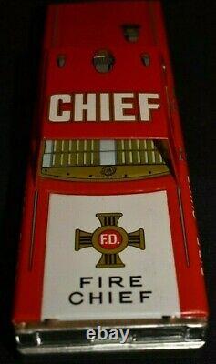 Vintage Friction Windup Tin Toy Fire Chief's Car, Made in Japan c. 1970's Nice