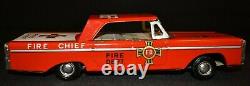 Vintage Friction Windup Tin Toy Fire Chief's Car, Made in Japan c. 1970's Nice