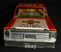 Vintage Friction Windup Tin Toy Fire Chief's Car, Made in Japan c. 1970's Nice