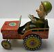 Vintage G. I. Joe and his Jouncing Jeep Wind Up Tin Toy Atomic Brakes 1940's