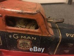 Vintage G-Man Marx Wind Up Tin Toy Pursuit Car 1930s RARE