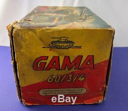 Vintage Gama Tin Wind Up Tank # 60 with Orig. Tools Sparking Gun W. Germany in Box