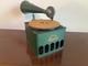 Vintage Genola Wind Up Toy Phonograph Gramophone Green Tin Horn Works withNeedles